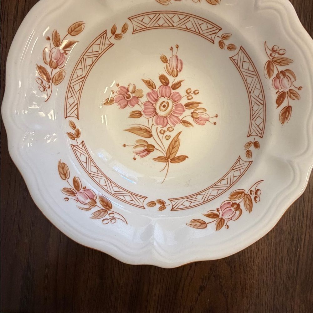 Wicker Rose Ironstone MCM made in Japan Cottagecore floral serving dish. Vintage